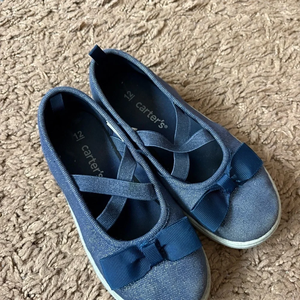 Carter's Blue Kids Shoes with Bow Sz 12 Sneaker Slip On Dress Casual